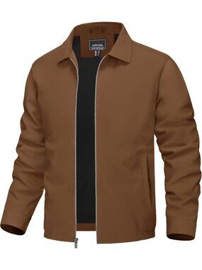 🆕Men's Brown Lightweight Jacket Fall Water Repellent Windbreaker Jackets